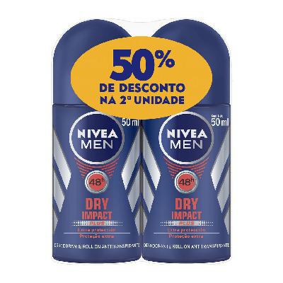 Kit Desodorante Roll-On Nivea Men Dry Impact 50ml 2 Unidades